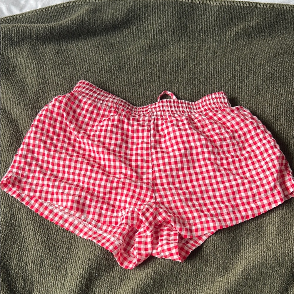 Princess Polly red gingham high waisted shorts